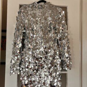 Lulus - Brilliant Behavior Silver Sequin Backless Mini Dress